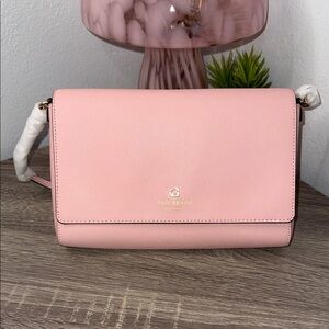 kate spade Light Pink Saffiano Crossbody Bag with Gold Logo